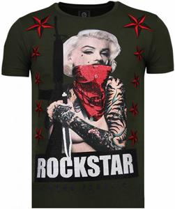 Local Fanatic Marilyn Rockstar - Rhinestone T-shirt - Groen