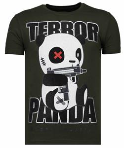 Local Fanatic T-shirt Korte Mouw Terror Panda - Rhinestone T-shirt