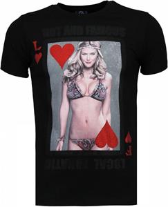 Local Fanatic T-shirt Korte Mouw Hot Famous Poker - Bar Refaeli Rhinestone T-shirt
