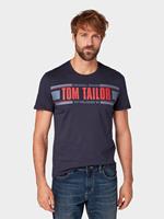 Tom Tailor T-Shirt, Marken-Print, Baumwolle, dunkelblau