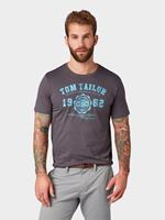 Tom Tailor T-Shirt, Marken-Print, Baumwolle, grau