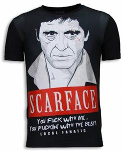 Local Fanatic T-shirt Korte Mouw Scarface Red Scar - Digital Rhinestone T-shirt