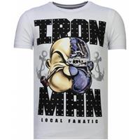 Local Fanatic T-shirt Korte Mouw  Iron Man Popeye Rhinestone