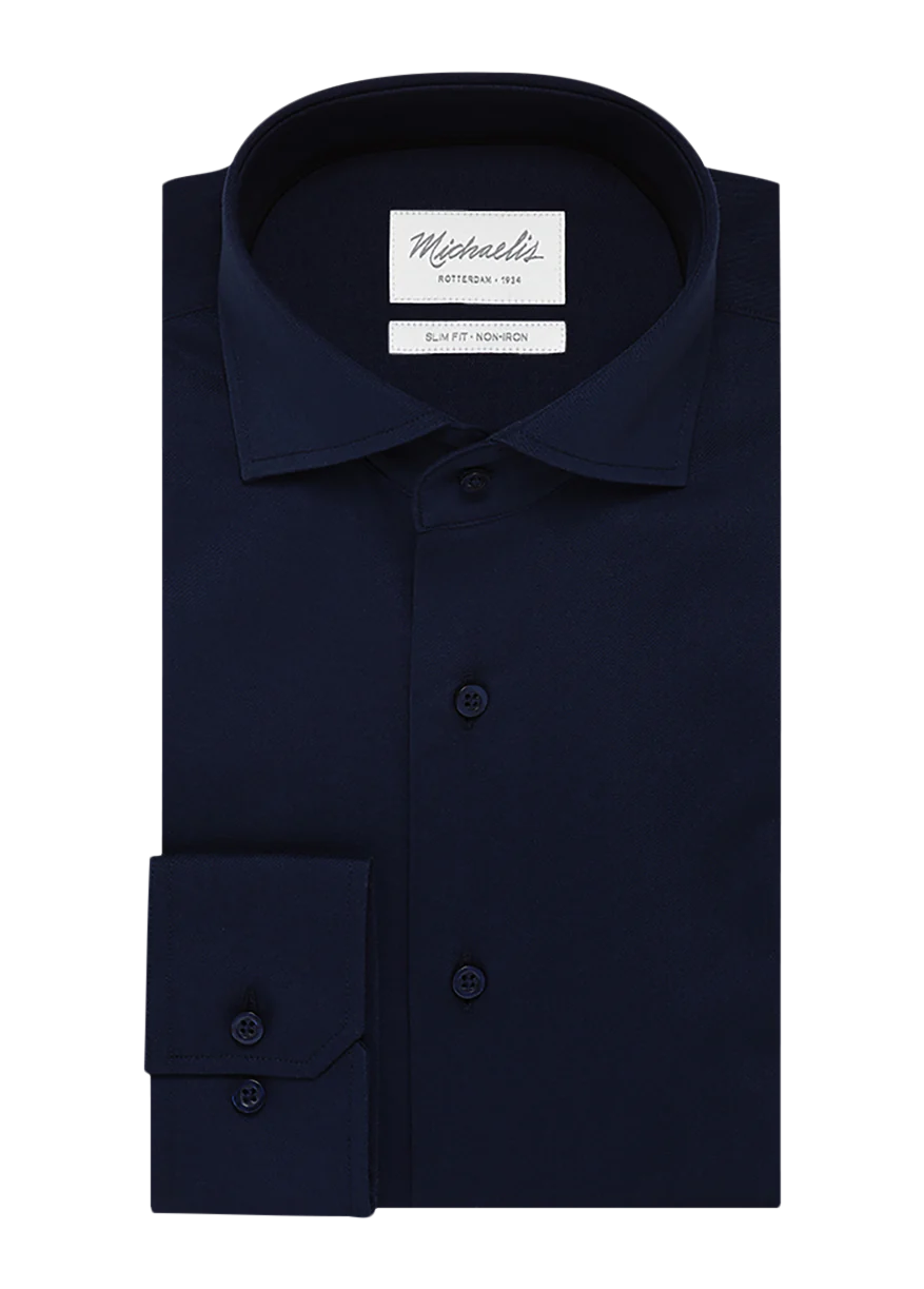 MICHAELIS Uni navy katoenen overhemd