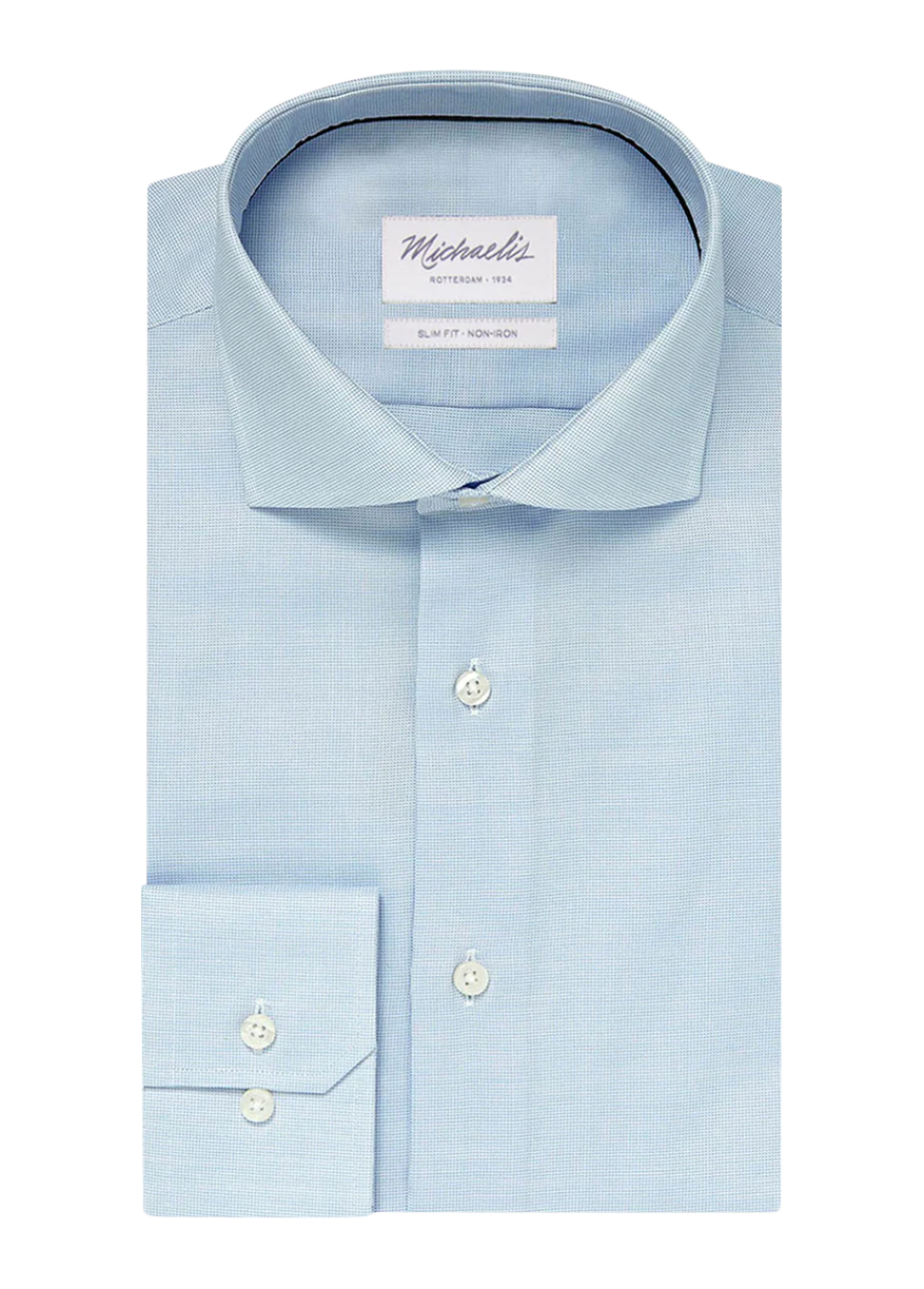 Michaelis Licht Blauw Basket weave  shirt