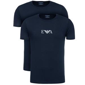 EMPORIO ARMANI Herren T-Shirt - Rundhals, Halbarm, Stretch Cotton, 2er Pack, Marine