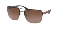 Prada Sport Zonnebril PS60US DG1724 Gunmetal Rubber Bruin Verloop Gepolariseerd