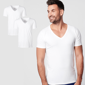 SKOT Fashion T-shirt - Deep V-neck 2-pack - White -