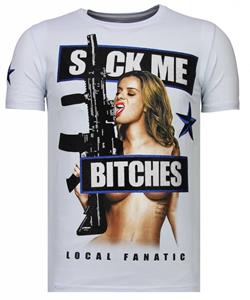 T-shirt Korte Mouw Local Fanatic Young Rich Famous Rhinestone