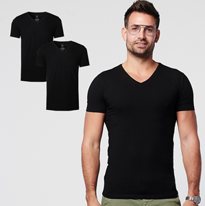 SKOT Fashion T-shirt - Regular V-neck 2-pack - Black -