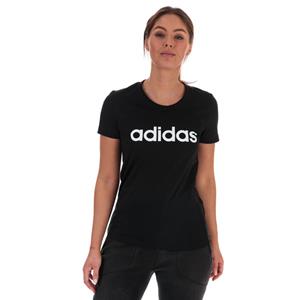 Adidas Essentials Linear slimfit T-shirt voor dames, zwart-wit