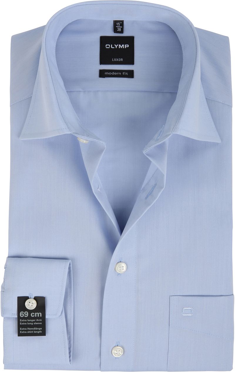 Olymp Businesshemd "Luxor", Modern Fit, extra langer Arm, Kent-Kragen, für Herren, 11 BLEU