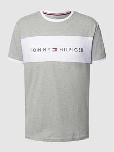 tommyhilfiger Tommy Hilfiger - Lounge T-shirt met ronde hals en contrasterend vlak met logo op de borst in grijs