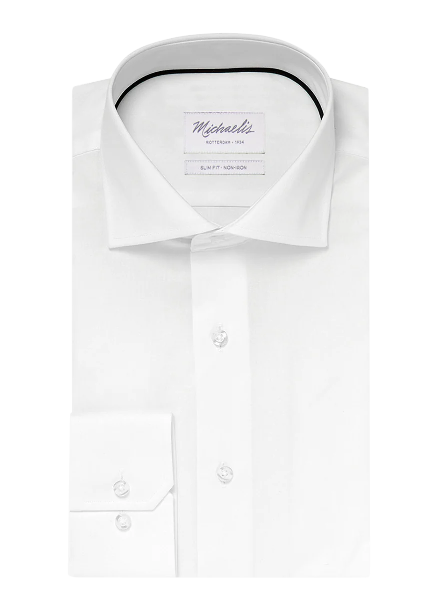 Michaelis Uni fine twill overhemd wit