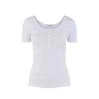 Pieces T-Shirt, Rundhalsausschnitt, Rippstruktur, uni, für Damen, weiß