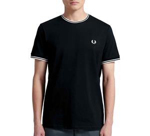 fredperry Fred Perry - T-Shirt met twee gekleurde streepjes in marineblauw