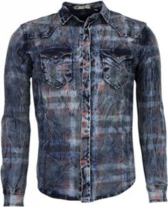 Enos Overhemd Lange Mouw  Denim- Slim Fit Lange Mouwen - Kleur Print -