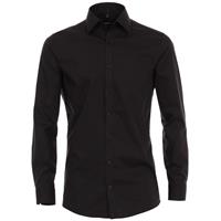 Venti Herren Businesshemd uni Body Fit, Schwarz