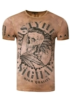 Rusty Neal T-Shirt mit stylischem Totenkopf-Print, Camel