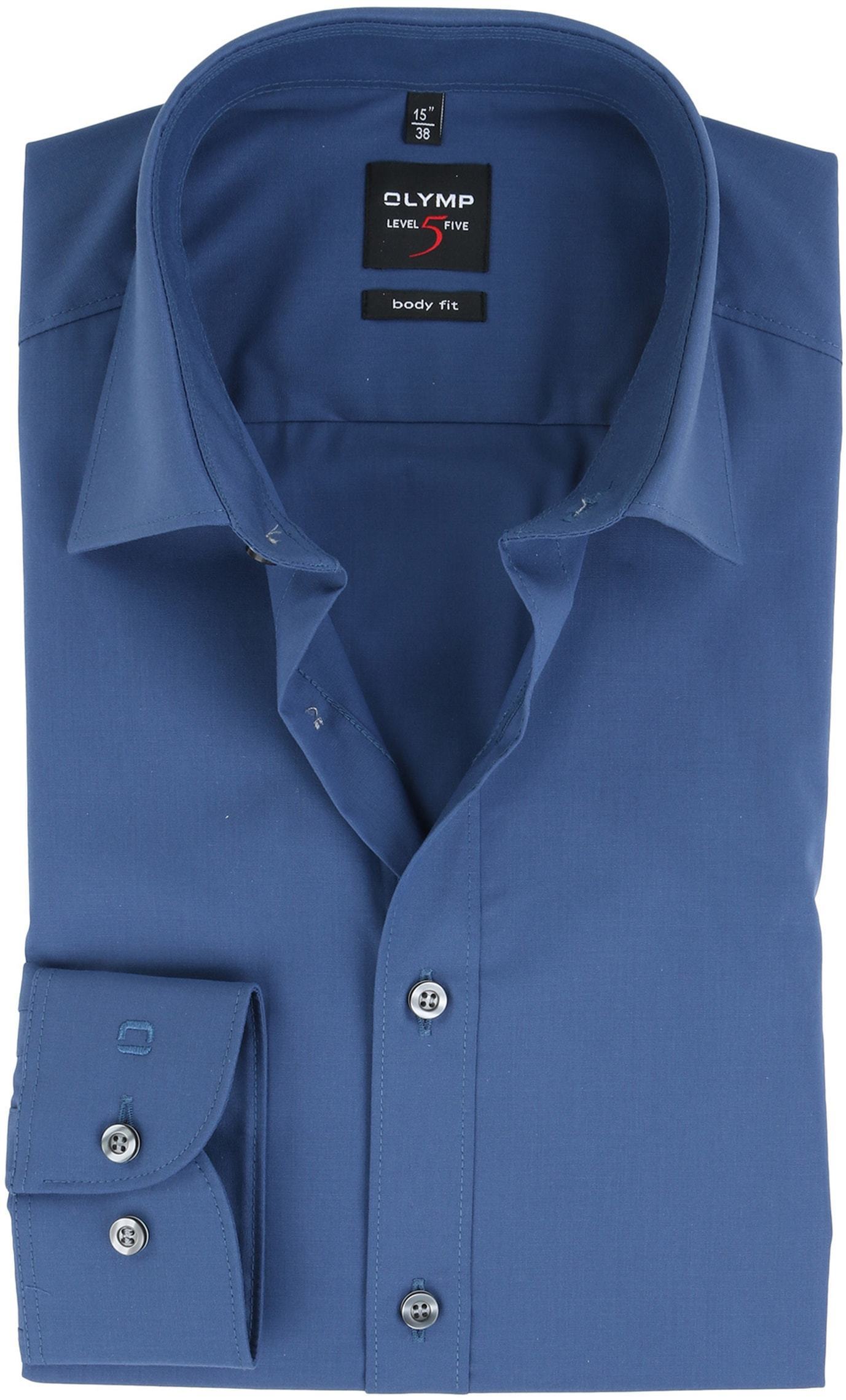 Olymp Herren Businesshemd, 1/1 Arm, Kent, Level Five body fit, bügelleicht, rauchblau