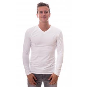 claesen's Heren T-shirt Lange Mouw Wit V-Hals 2-Pack