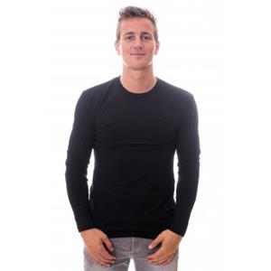 claesen's Heren T-shirt Lange Mouw Zwart Ronde Hals 2-Pack