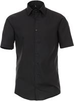 Venti Herren Businesshemd Kurzarm uni Modern Fit, Schwarzgrau