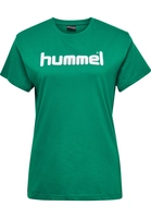 hummel hmlGO Baumwoll Logo T-Shirt Damen kurzarm evergreen