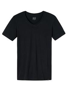 schiesser Basic Heren T-shirt Navy Blauw Hoge V-Hals 2-Pack