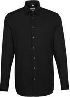 seidensticker Heren Overhemd Zwart Contrast Poplin Tailored Fit