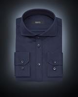 desoto Luxury Line Heren Overhemd Navy Blauw Cutaway Jersey Slim Fit
