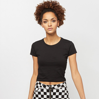 urbanclassics Urban Classics T-Shirt LADIES STRETCH JERSEY CROPPED TEE TB2754 Schwarz Black