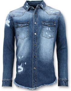 Enos Lange spijkeroverhemd blauw