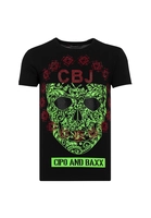 Cipo & Baxx T-Shirt NEON SKULL mit Totenkopf und Pailletten, Schwarz