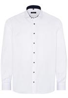 eterna Heren Overhemd Wit Cover Shirt Navy Contrast Cutaway Comfort Fit