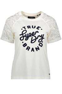 Superdry T-shirt met printopdruk en kant wit