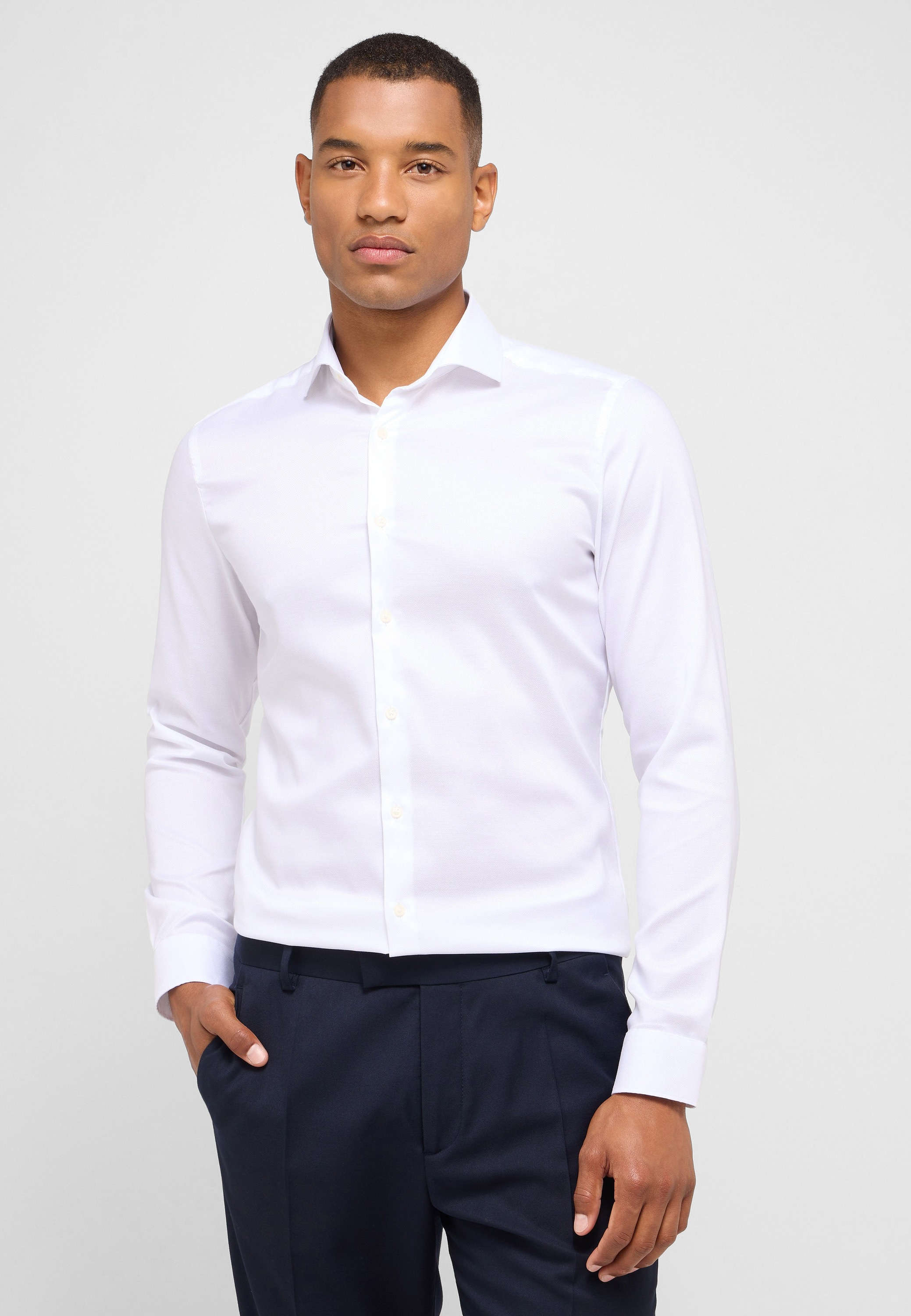 eterna Heren Overhemd Wit Cover Shirt Cutaway Super Slim Fit