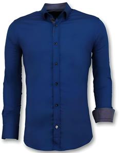 Tony Backer Getailleerde overhemden blauw