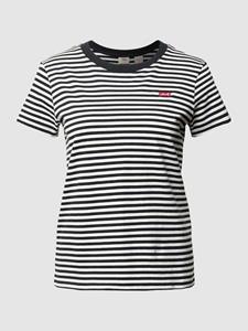 Levi's T-Shirt, Logo-Stitching, Ringel, für Damen, dunkelgrau/weiß