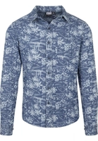 urbanclassics Urban Classics Männer Hemd Printed Palm Denim in blau