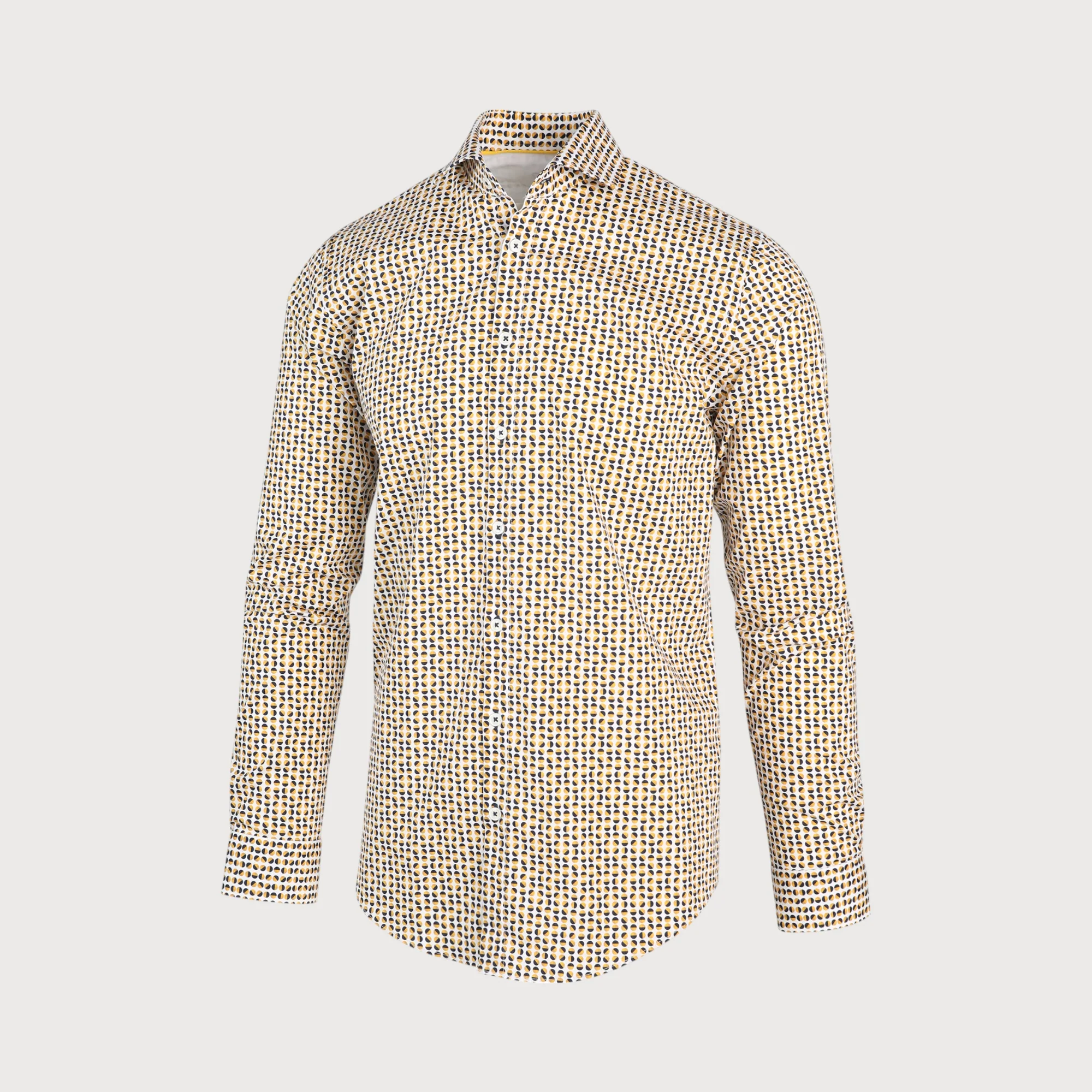 Blue Industry Navy geel print overhemd |