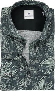 blueindustry Blue Industry Heren Overhemd Groen Paisley Print Perfect Fit