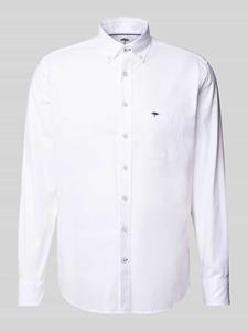 fynch-hatton Overhemd Wit Oxford Met Button Down Borstzak Casual Fit