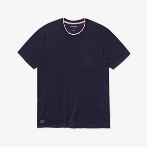 Heren Lacoste Driekleurig T-shirt met Crew Hals in Blauw