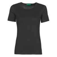 Benetton, T-shirt Mit Kurzen Ärmeln,  Schwarz, Damen