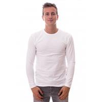 claesen's Heren T-shirt Lange Mouw Wit Ronde Hals 6-Pack