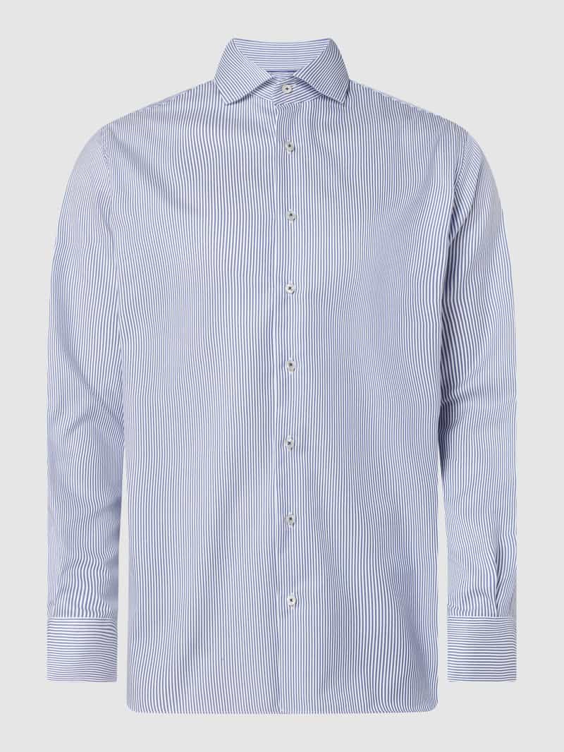eterna Overhemd Blauw Gestreept Cutaway Two Ply Modern Fit