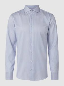 eterna Overhemd Blauw Gestreept Cutaway Two Ply Slim Fit