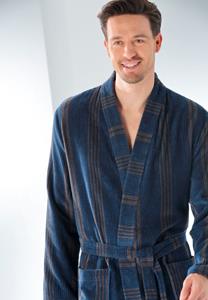 bycawöhome Cawö Herren Bademantel Kimono 2508 - Farbe: blau - 13 