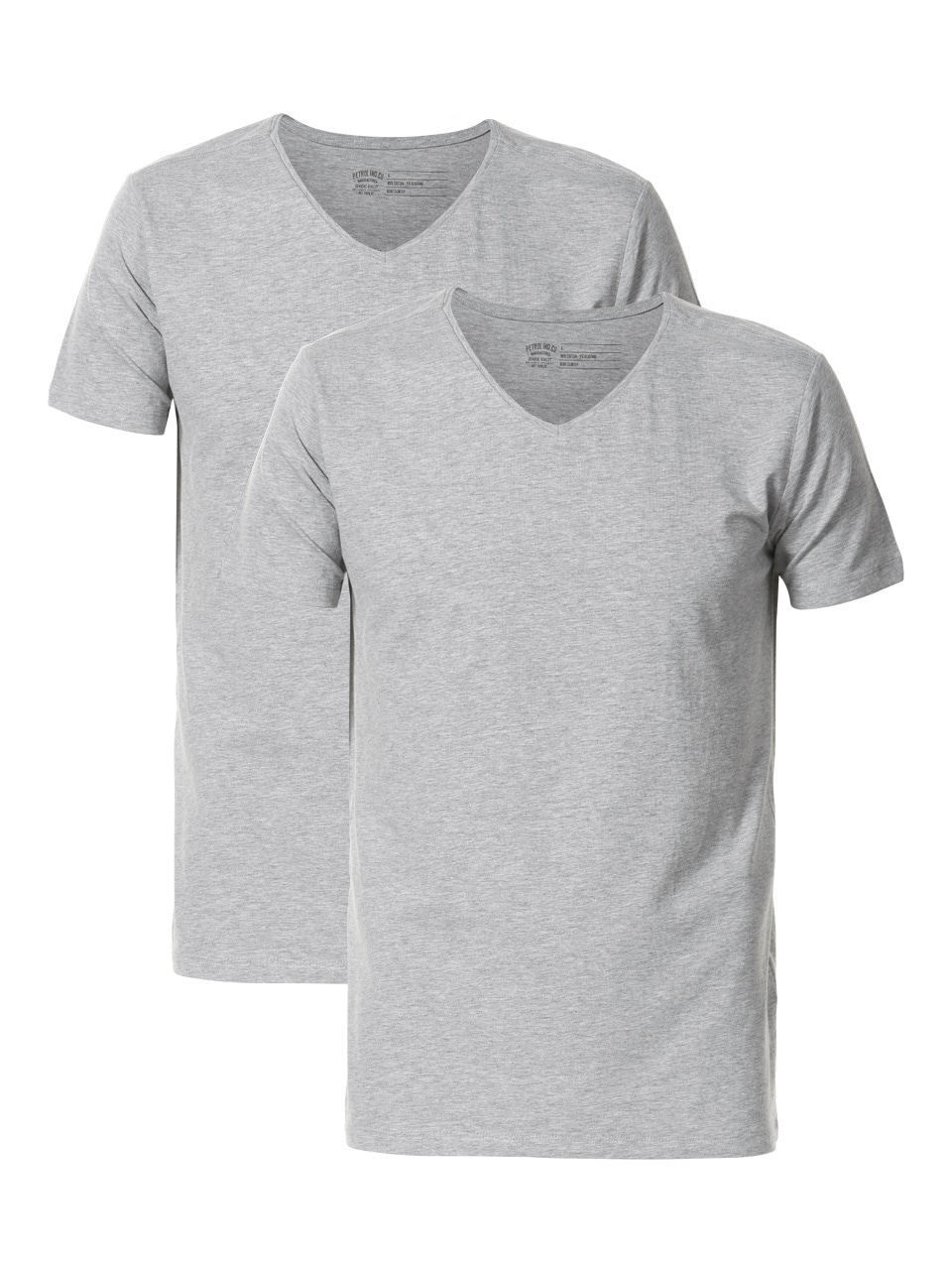 petrolindustries Petrol Industries Heren 2 pack basic t-shirt v-hals Light Grijs Melee 